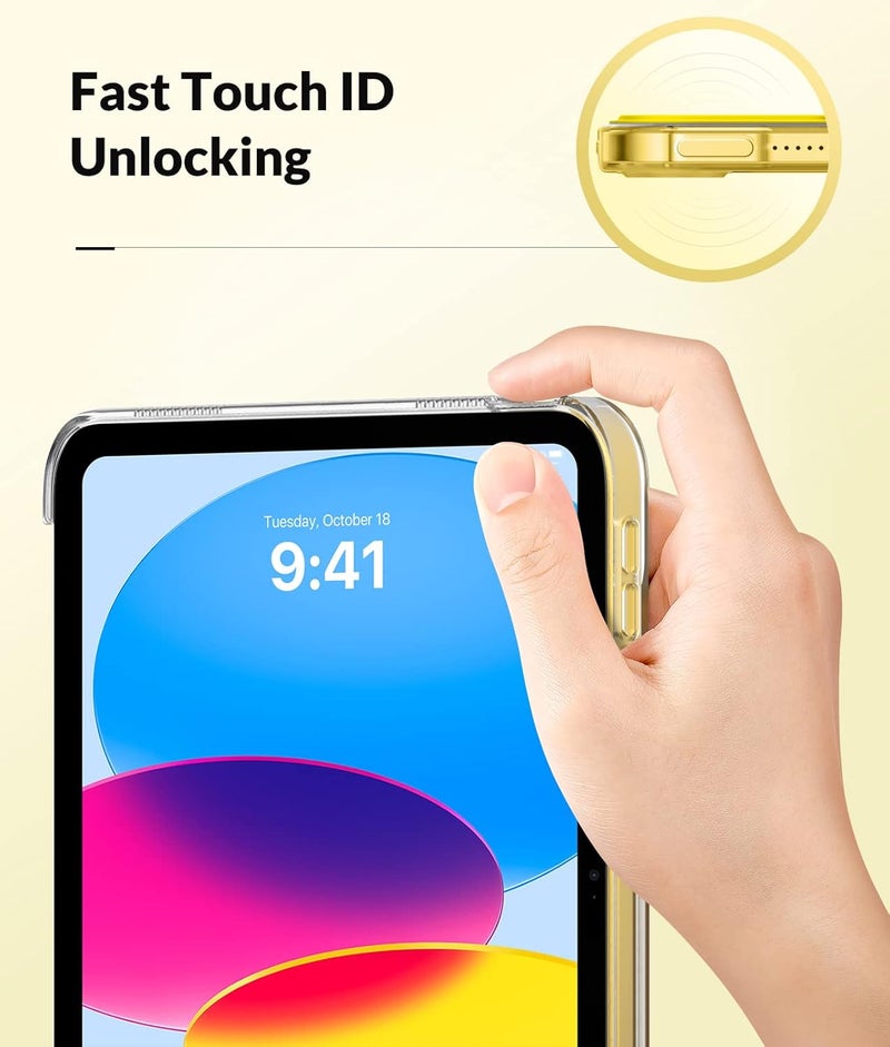 MoKo Case for New iPad (A16) 11th Generation 2025/ 10th Generation 2022, iPad 11 inch/ 10.9 inch Case with Soft TPU Translucent Frosted Back Cover, Auto Wake/Sleep, Support Touch ID, Light Yellow - Image 3